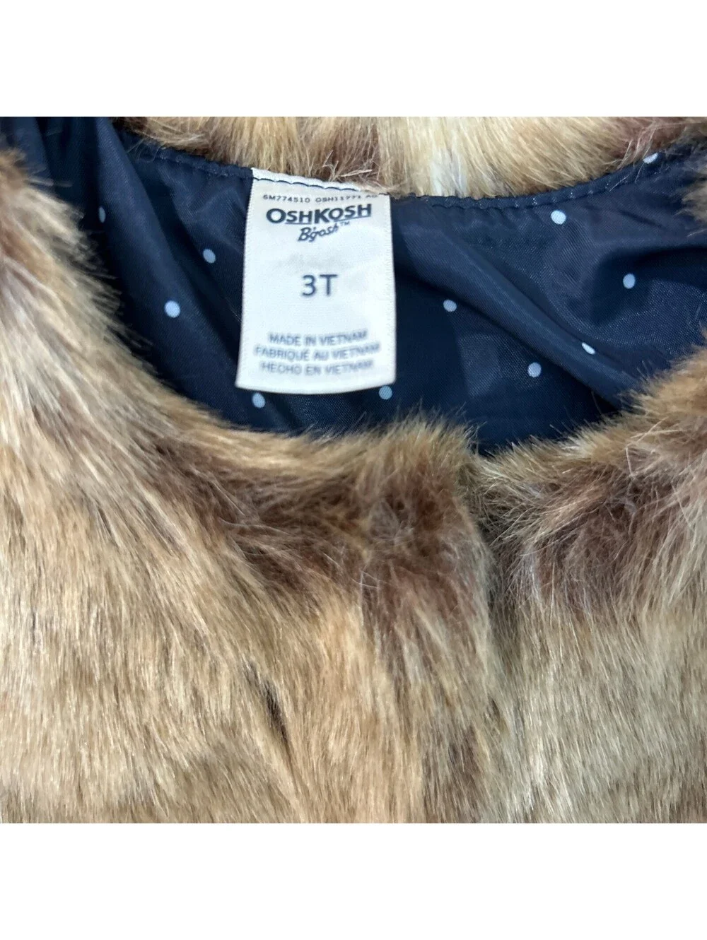OshKosh B'gosh Toddler Girls Faux Fur Vest Size 3T Brown NWOT Cozy Fall Winter